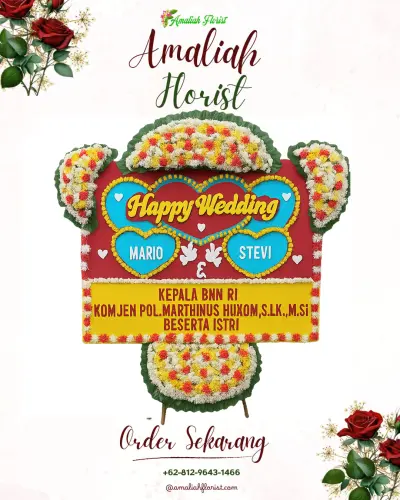 Karangan Papan Bunga Pernikahan di Adipuro
